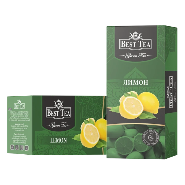 BEST TEA — Зелёный чай с ароматом лимона, 25 конвертов × 1,5 г