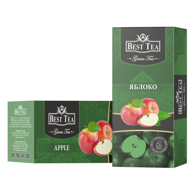 BEST TEA — Зелёный чай с ароматом яблока, 25 конвертов × 1,5 г