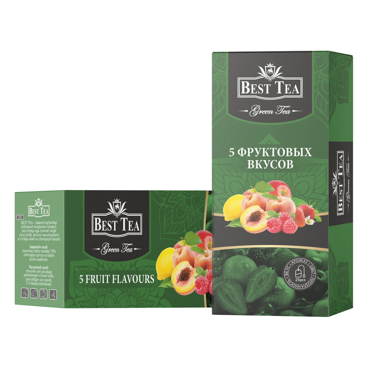 BEST TEA — Зелёный чай «Фруктовое ассорти», 25 конвертов × 1,5 г
