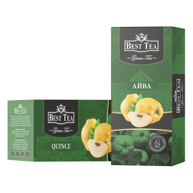 BEST TEA — Зелёный чай с ароматом айвы, 25 конвертов × 1,5 г