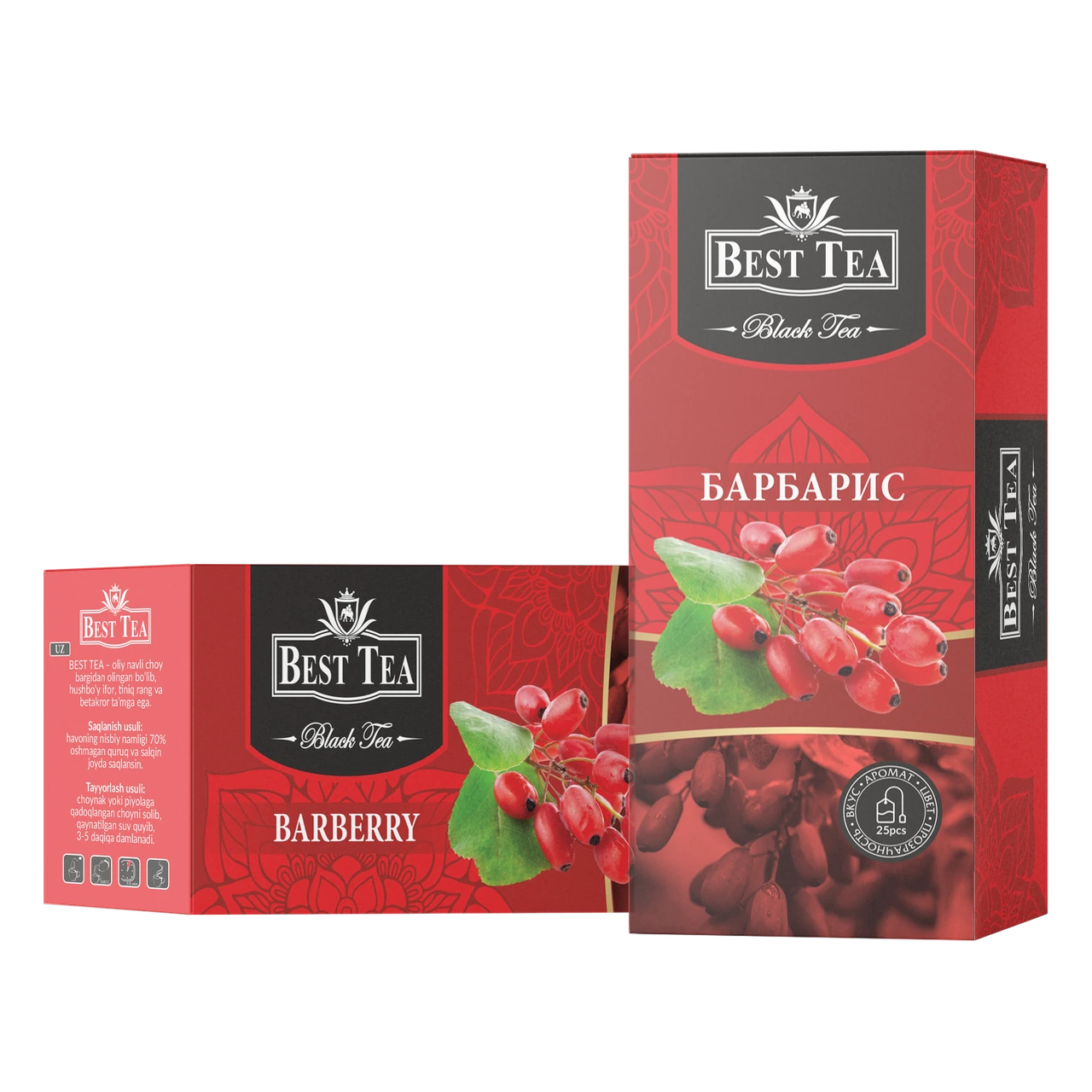 BEST TEA — Чёрный чай с ароматом барбариса, 25 конвертов × 1,5 г