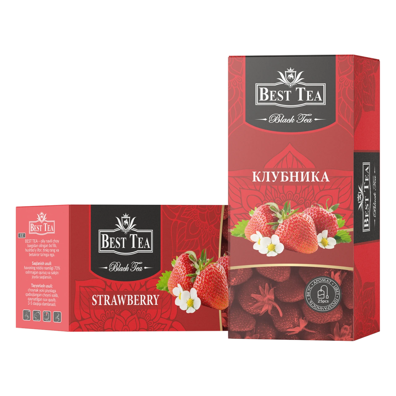 BEST TEA — Чёрный чай с ароматом клубники, 25 конвертов × 1,5 г
