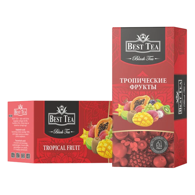 BEST TEA — Чёрный чай с ароматом тропических фруктов, 25 конвертов × 1,5 г