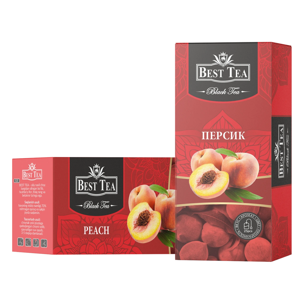 BEST TEA — Чёрный чай с ароматом персика, 25 конвертов × 1,5 г