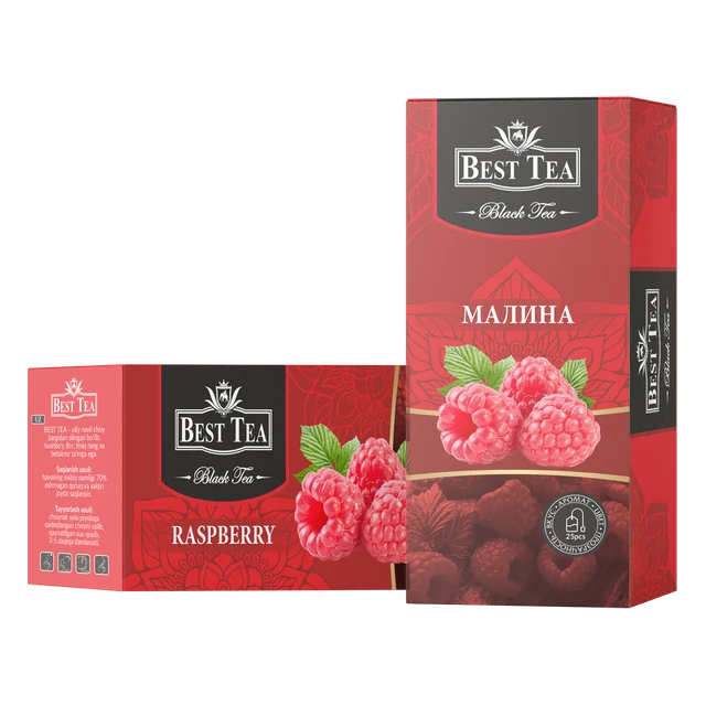 BEST TEA — Чёрный чай с ароматом малины, 25 конвертов × 1,5 г