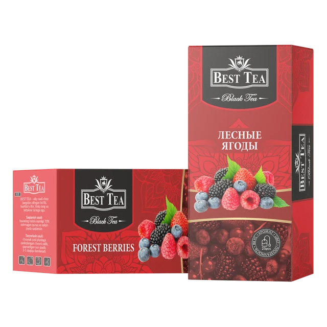 BEST TEA — Чёрный чай с ароматом лесных ягод, 25 конвертов × 1,5 г