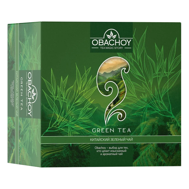 OBACHOY — Зелёный чай, 100 фильтр-пакетов × 2 г