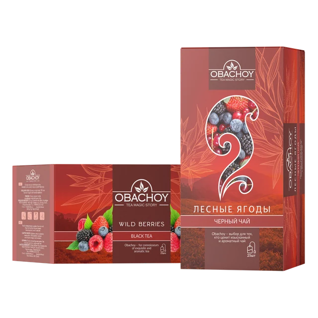 OBACHOY — Чёрный чай с ароматом лесных ягод, 25 конвертов × 2 г